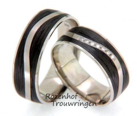Exclusieve black and white trouwringen