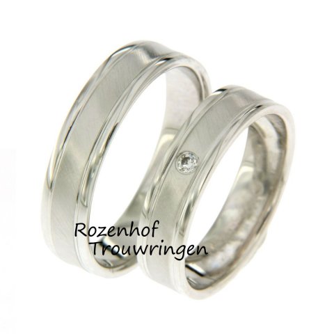 De perfecte trouwringen voor jullie speciale dag! De ringen zijn uitgevoerd in witgoud en zijn 5.0 mm breed.