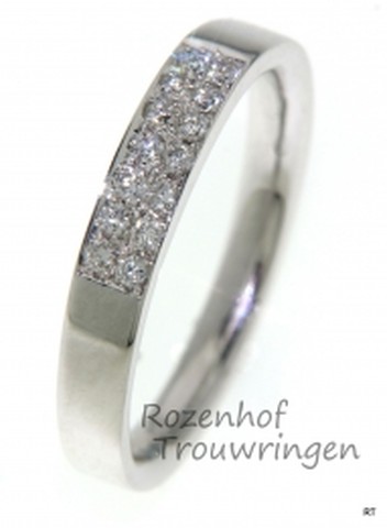 Witgouden verlovingsring.De ring bevat 14 schitterende diamanten, briljant geslepen.