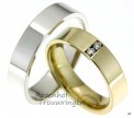 Moderne glanzende trouwringen van 4,5 mm. breed. Verkrijgbaar in diverse kleuren. De dames trouwring is bezet met 2 briljant geslepen diamanten van 0,04 ct.