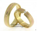 <p>Een vlammend paar bicolor trouwringen van 5 mm breed. De prachtige kleurencombinatie van het warme geelgoud en het vlammend rode liefdespad maken van deze ring een zinderend geheel. De briljant geslepen diamant van 0,04 ct maakt de dames trouwring nog spannender.</p> 8621-8622